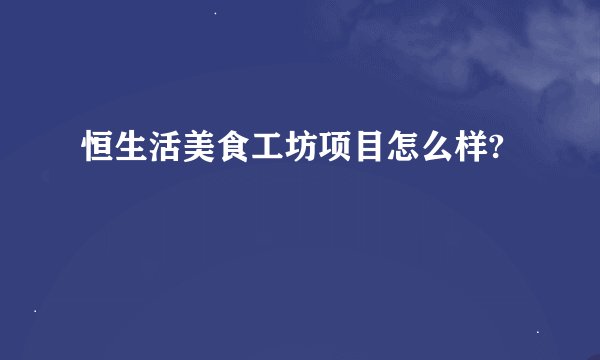 恒生活美食工坊项目怎么样?