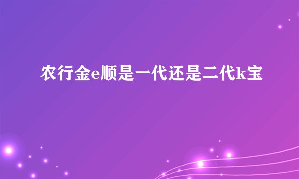 农行金e顺是一代还是二代k宝
