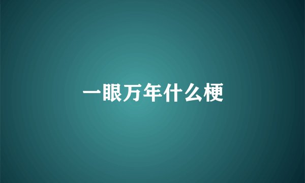 一眼万年什么梗