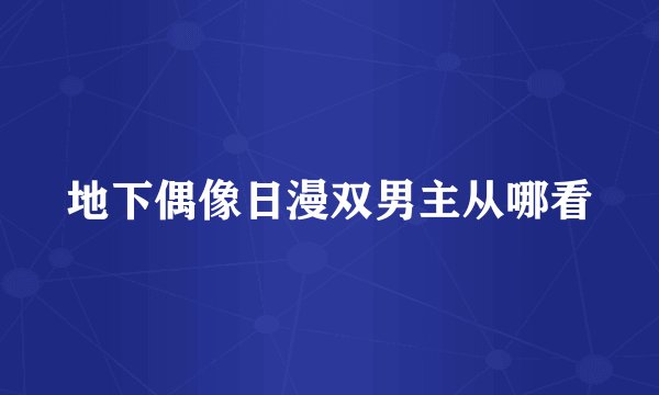 地下偶像日漫双男主从哪看