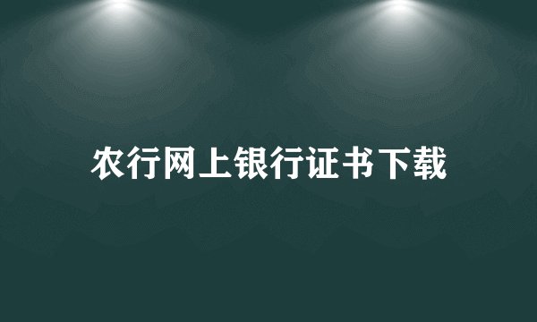 农行网上银行证书下载