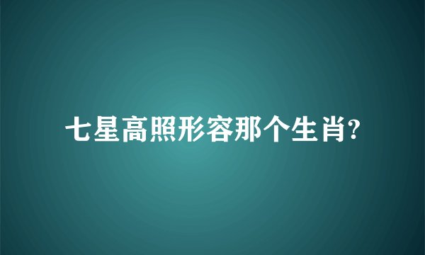 七星高照形容那个生肖?