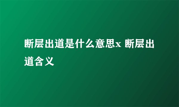 断层出道是什么意思x 断层出道含义