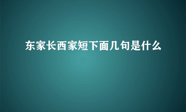 东家长西家短下面几句是什么
