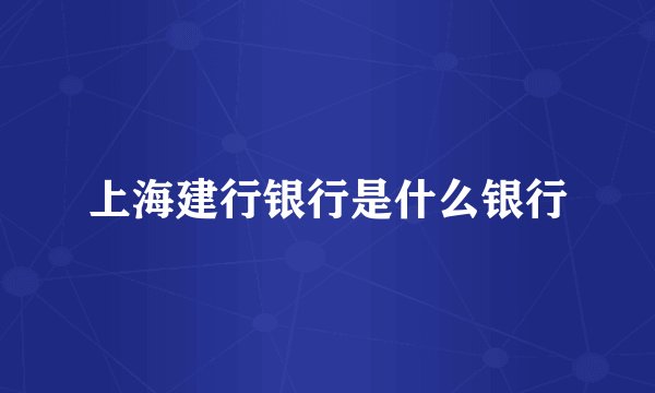 上海建行银行是什么银行
