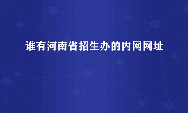 谁有河南省招生办的内网网址