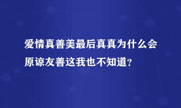 爱情真善美最后真真为什么会原谅友善这我也不知道？