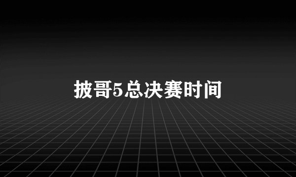 披哥5总决赛时间