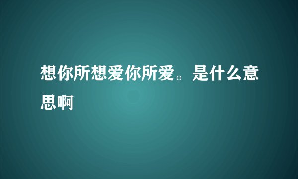 想你所想爱你所爱。是什么意思啊