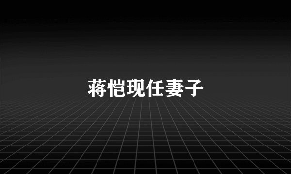 蒋恺现任妻子