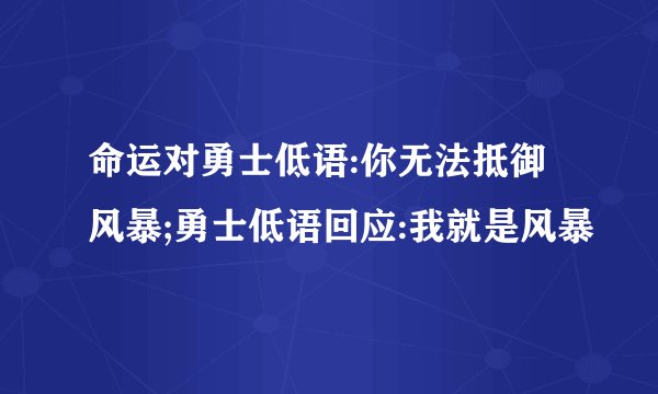 命运对勇士低语:你无法抵御风暴;勇士低语回应:我就是风暴
