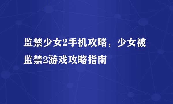 监禁少女2手机攻略，少女被监禁2游戏攻略指南