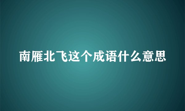 南雁北飞这个成语什么意思