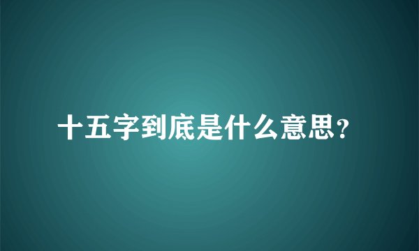 十五字到底是什么意思？