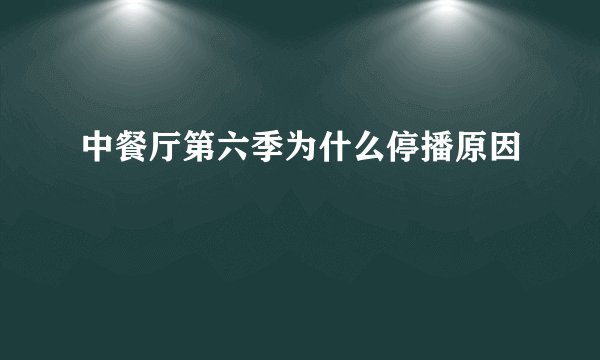 中餐厅第六季为什么停播原因