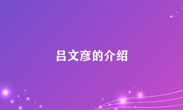 吕文彦的介绍