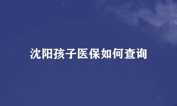 沈阳孩子医保如何查询