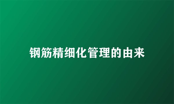 钢筋精细化管理的由来
