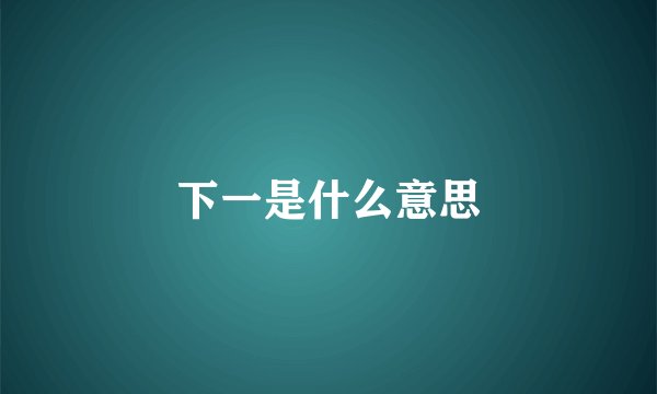 下一是什么意思