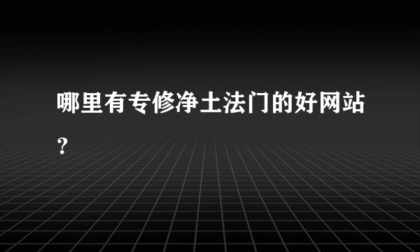 哪里有专修净土法门的好网站？