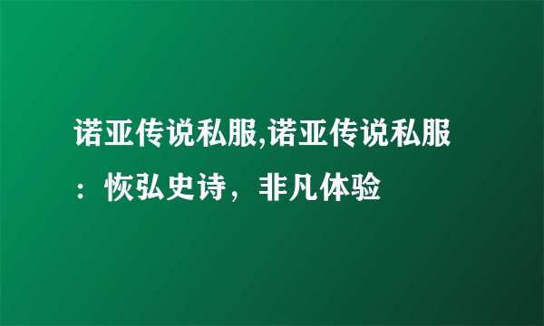 诺亚传说私服,诺亚传说私服：恢弘史诗，非凡体验