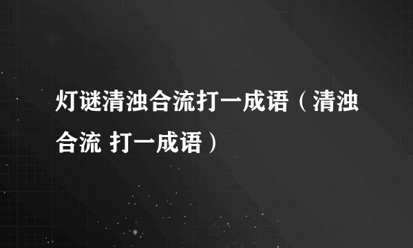 灯谜清浊合流打一成语（清浊合流 打一成语）