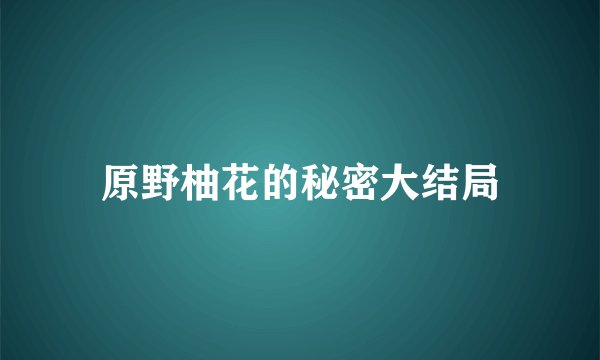 原野柚花的秘密大结局