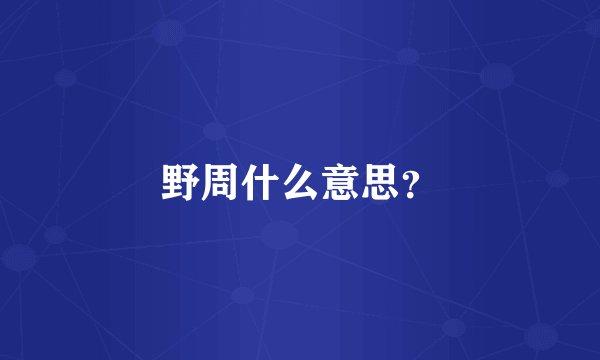野周什么意思？