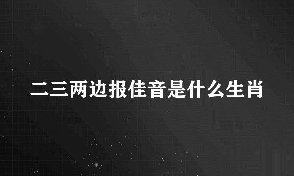 二三两边报佳音是什么生肖