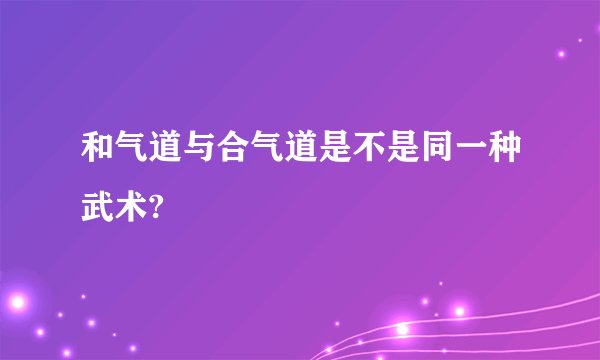 和气道与合气道是不是同一种武术?