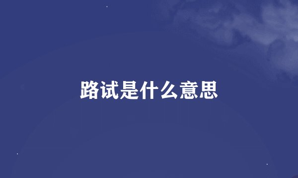 路试是什么意思