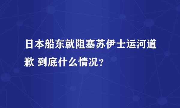 日本船东就阻塞苏伊士运河道歉 到底什么情况？