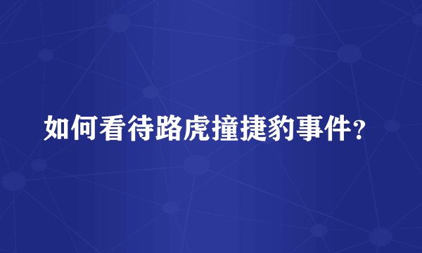 如何看待路虎撞捷豹事件？