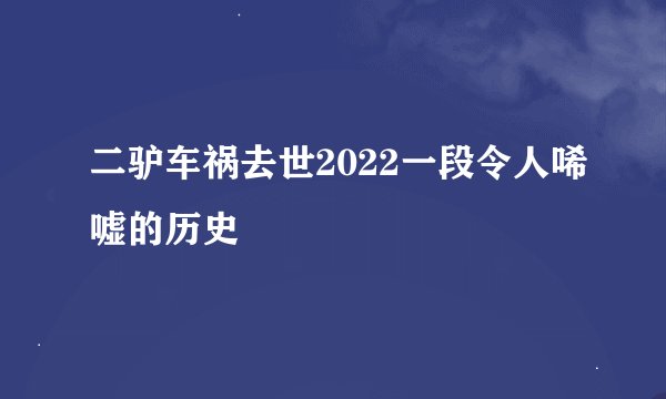 二驴车祸去世2022一段令人唏嘘的历史