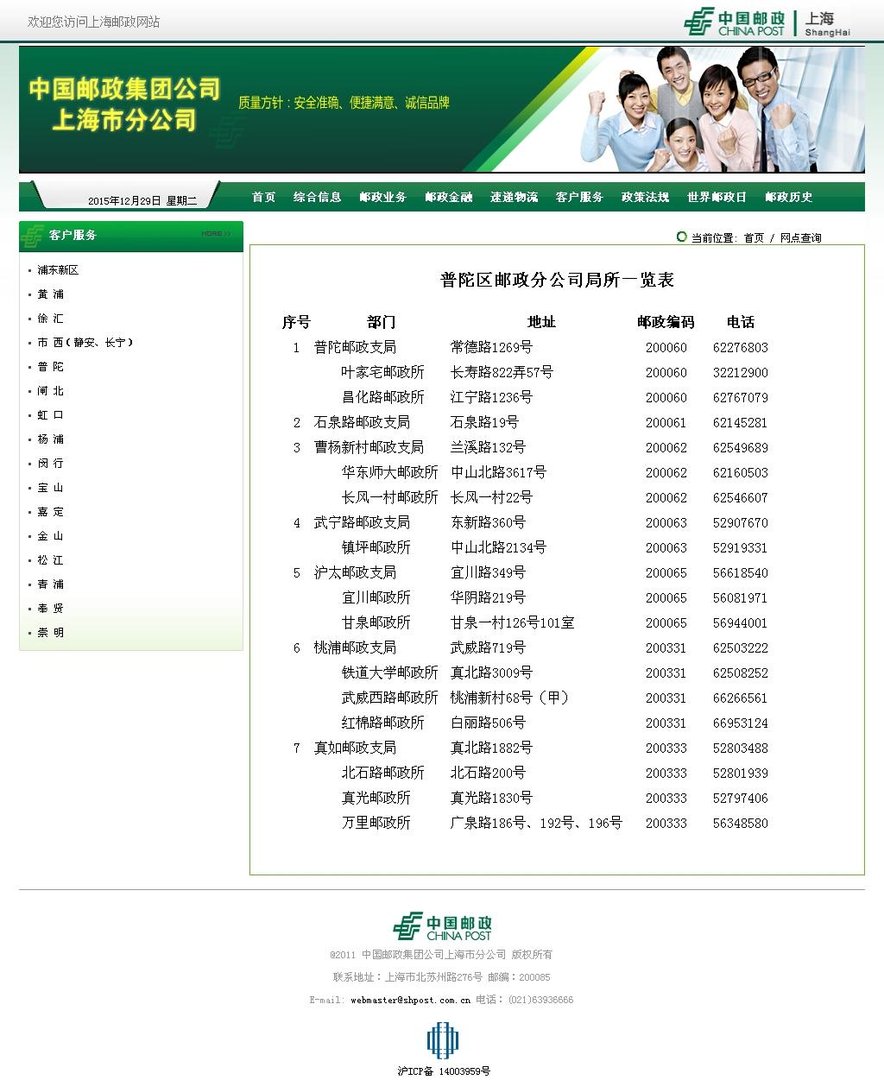 上海普陀区的邮政编码