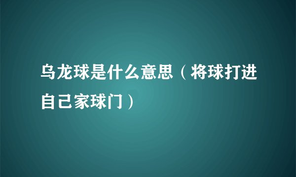 乌龙球是什么意思（将球打进自己家球门）