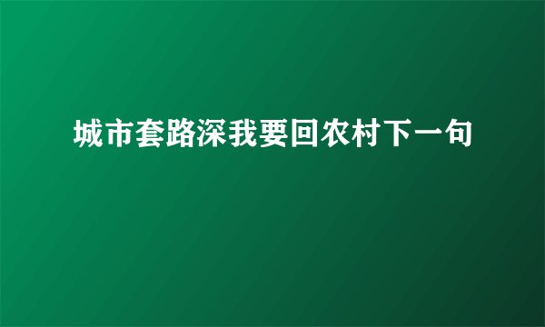 城市套路深我要回农村下一句