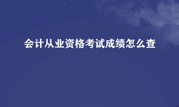 会计从业资格考试成绩怎么查