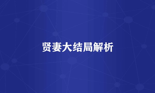 贤妻大结局解析