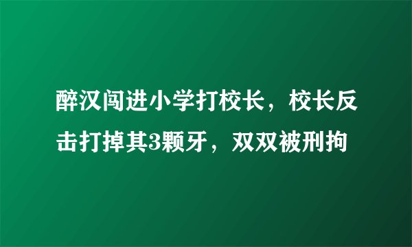 醉汉闯进小学打校长，校长反击打掉其3颗牙，双双被刑拘
