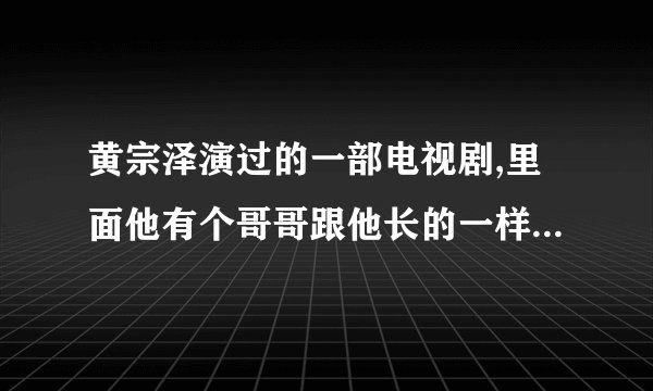 黄宗泽演过的一部电视剧,里面他有个哥哥跟他长的一样,但死了,他哥哥有个恋人