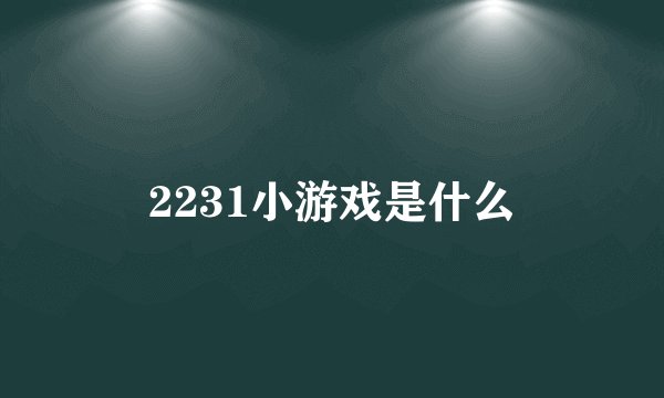 2231小游戏是什么