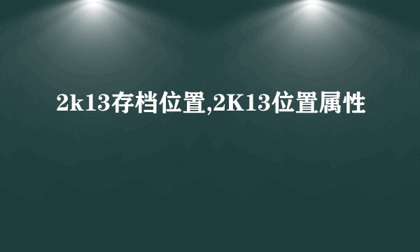 2k13存档位置,2K13位置属性