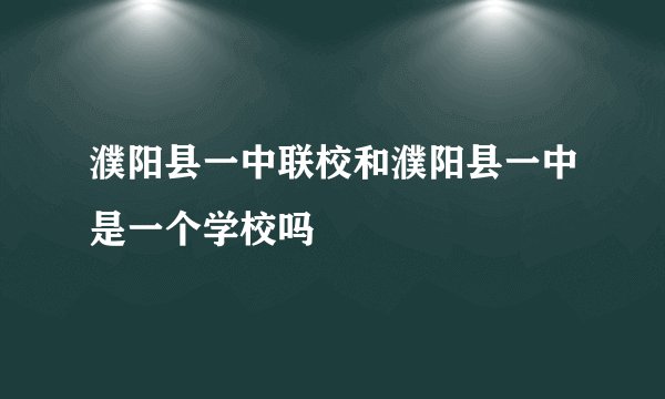 濮阳县一中联校和濮阳县一中是一个学校吗