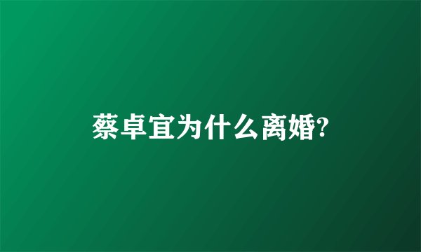 蔡卓宜为什么离婚?