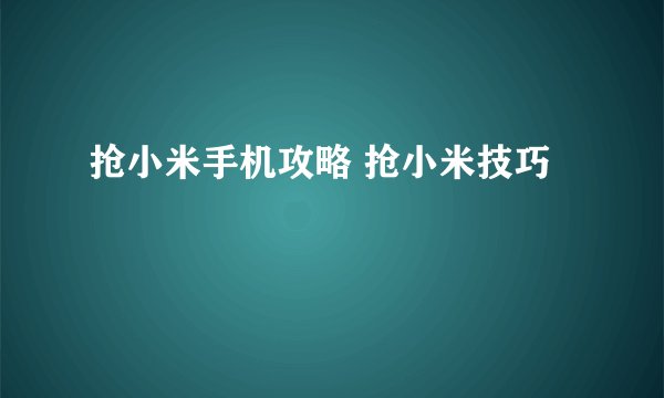 抢小米手机攻略 抢小米技巧