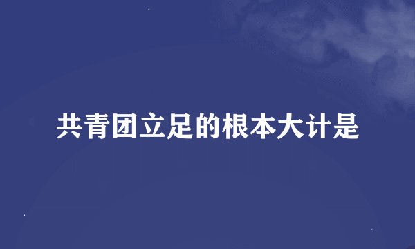 共青团立足的根本大计是
