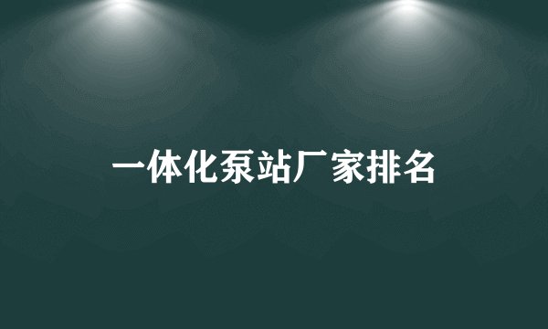 一体化泵站厂家排名
