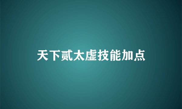 天下贰太虚技能加点