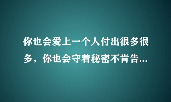 你也会爱上一个人付出很多很多，你也会守着秘密不肯告诉我，是什么歌的歌词啊？